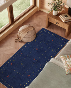 Modern Runner Rugs Next to Bed, Contemporary Runner Rugs for Living Room, Blue Runner Rugs for Hallway, Bathroom Runner Rugs, Kitchen Runner Rugs-Art Painting Canvas