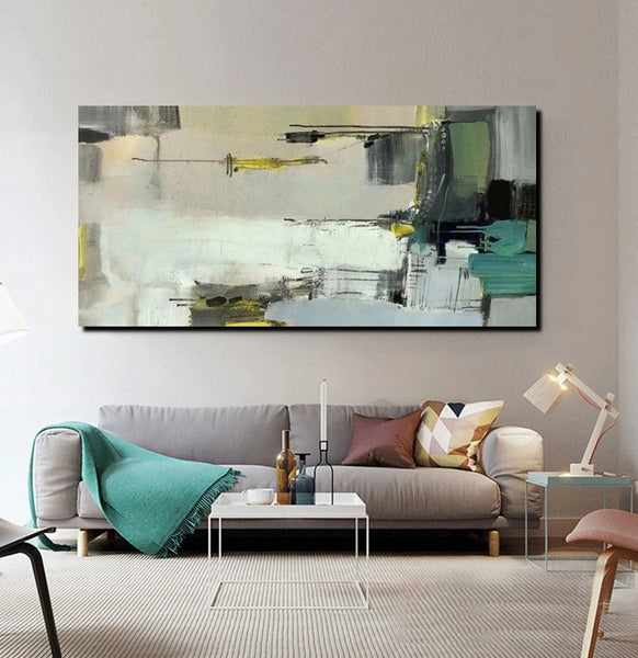 Acrylic Abstract Painting Behind Sofa, Large Painting on Canvas, Living Room Wall Art Paintings, Buy Paintings Online, Acrylic Painting for Sale-Art Painting Canvas