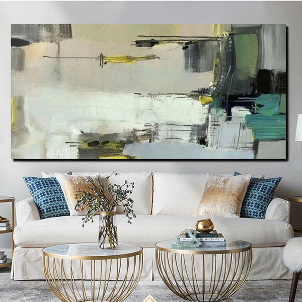 Acrylic Abstract Painting Behind Sofa, Large Painting on Canvas, Living Room Wall Art Paintings, Buy Paintings Online, Acrylic Painting for Sale-Art Painting Canvas