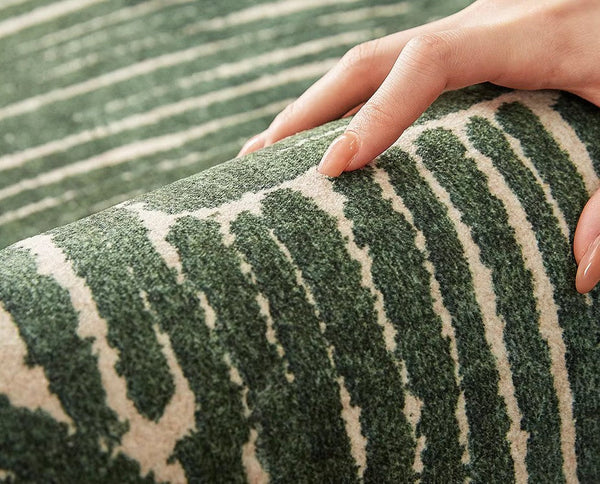 Green Contemporary Modern Rugs, Geometric Round Rugs for Dining Room, Mid Century Round Modern Rugs under Chairs, Bedroom Abstract Modern Area Rugs-Art Painting Canvas