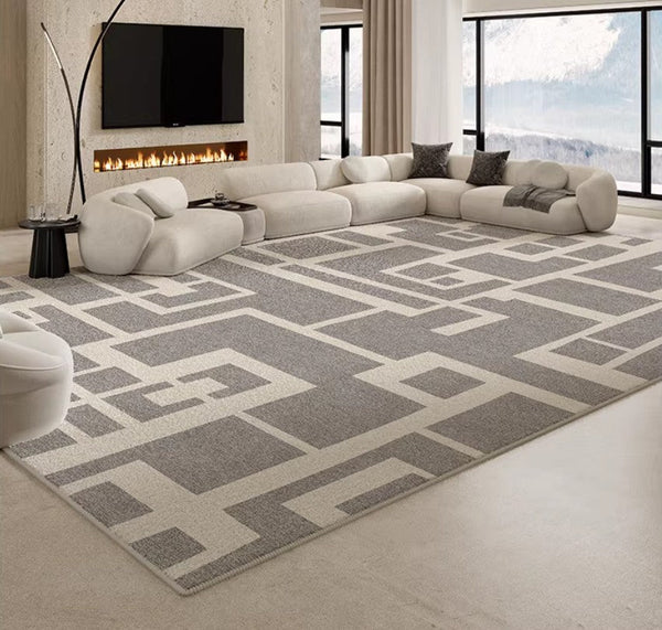 Geometric Modern Rugs for Living Room, Gray Modern Rugs for Bedroom, Contemporary Area Rugs for Dining Room-Art Painting Canvas