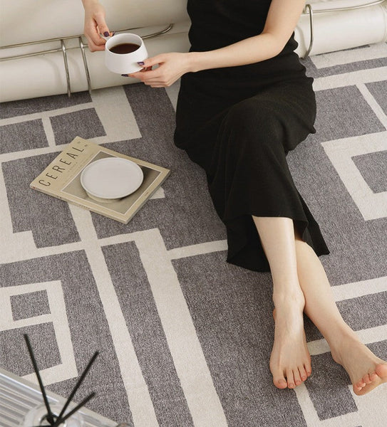 Geometric Modern Rugs for Living Room, Gray Modern Rugs for Bedroom, Contemporary Area Rugs for Dining Room-Art Painting Canvas