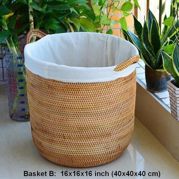 Round Storage Baskets, Extra Large Rattan Storage Baskets, Oversized Laundry Storage Baskets, Storage Baskets for Clothes, Storage Baskets for Bathroom-Art Painting Canvas