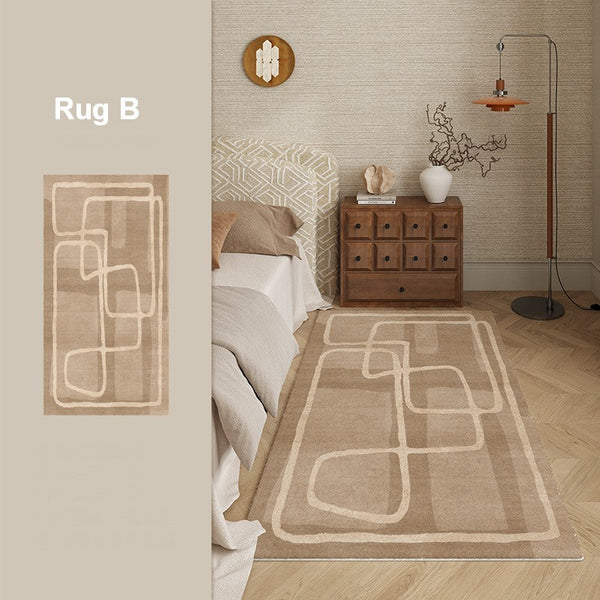 Abstract Modern Rugs for Living Room, Contemporary Modern Rugs Next to Bed, Geometric Modern Rugs under Dining Room Table, Brown Modern Carpets for Office-Art Painting Canvas