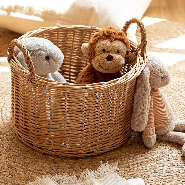 Small Picnic Fruit Basket with Handle, Kitchen Storage Baskets, Natural Hand-woven Wicker Round Storage Basket, Small Willow Weaving Baskets for Vegetable, Natural Fruit Storage Basket-Art Painting Canvas