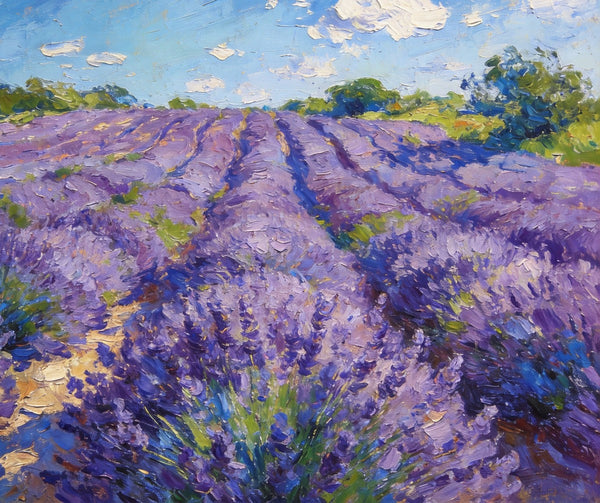 Vibrant Provence Lavender Landscape, Original Wall Art Paintings, Landscape Paintings for Living Room, Small Paintings on Canvas, Landscape Oil Paintings, Hand Painted Canvas Art-Art Painting Canvas