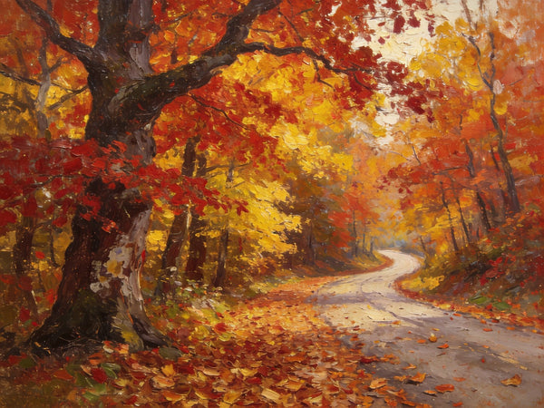 Tranquil Autumn Forest Scene, Small Oil Paintings, Original Wall Art Paintings, Hand Painted Canvas Art, Landscape Canvas Paintings for Dining Room-Art Painting Canvas