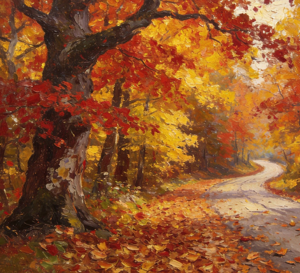 Tranquil Autumn Forest Scene, Small Oil Paintings, Original Wall Art Paintings, Hand Painted Canvas Art, Landscape Canvas Paintings for Dining Room-Art Painting Canvas