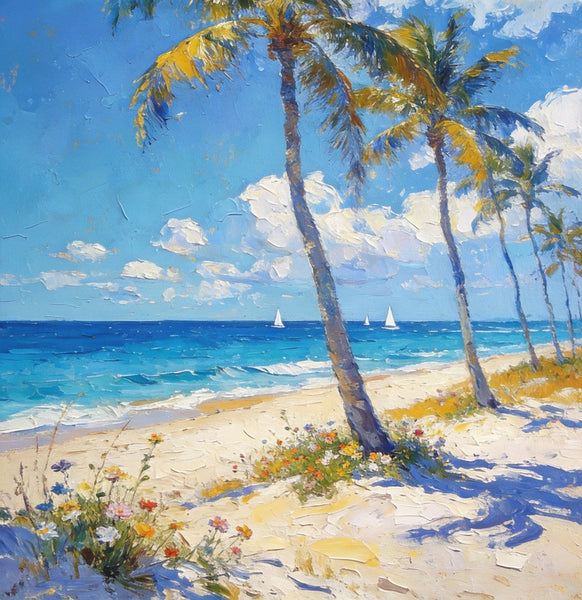 Landscape Canvas Paintings, Beachside Beauty, Seashore Painting, Beach Oil Paintings, Original Landscape Paintings, Hand Painted Canvas Art, On Canvas Small Paintings-Art Painting Canvas