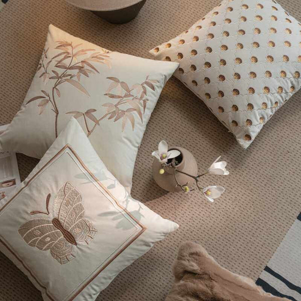 Modern Decorative Pillows for Bedroom, Decorative Pillow Arrangement Ideas for Couch, Embroidered Butterfly Pillow Covers, Large Decorative Throw Pillows for Living Room-Art Painting Canvas
