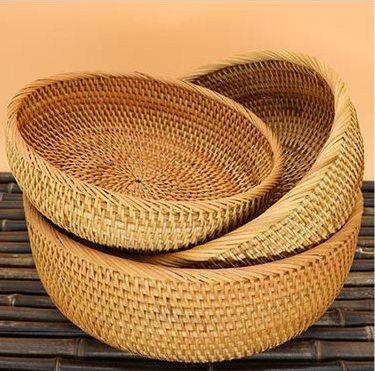 Round Stoarge Basket, Storage Basket for Food, Small Storage Baskets, Woven Storage Baskets, Rattan Storage Baskets, Kitchen Storage Baskets-Art Painting Canvas
