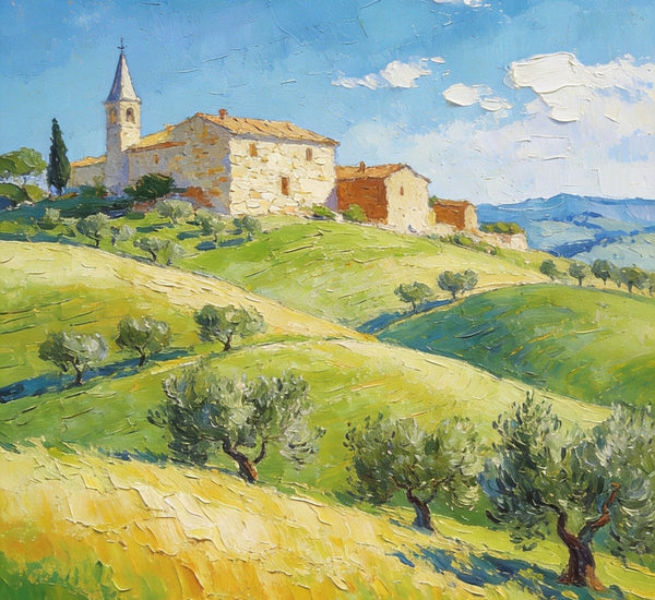 Rolling Hills of Tuscany, Original Landscape Artwork, Small Oil Paintings, Small Paintings On Canvas, Hand Painted Canvas Art, Heavy Texture Wall Art Paintings-Art Painting Canvas
