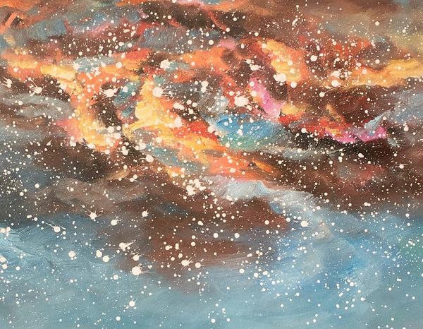 Landscape Oil Painting, Starry Night Sky Painting, Heavy Texture Painting, Custom Abstract Painting