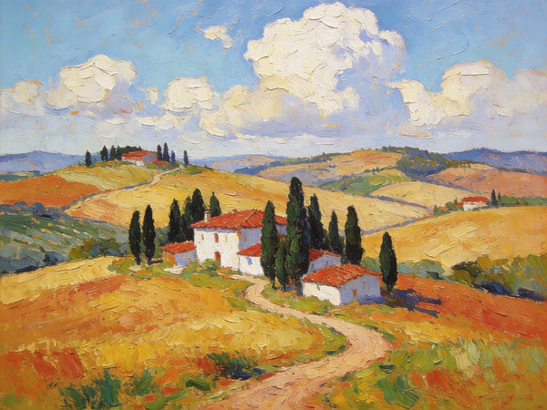 Landscape Paintings on Canvas, Charming Tuscan Countryside View, Original Oil Paintings for Living Room, Palette Knife Canvas Art, Small Landscape Paintings, Hand Painted Oil Paintings-Art Painting Canvas