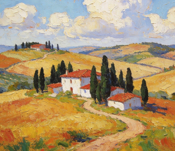 Landscape Paintings on Canvas, Charming Tuscan Countryside View, Original Oil Paintings for Living Room, Palette Knife Canvas Art, Small Landscape Paintings, Hand Painted Oil Paintings-Art Painting Canvas