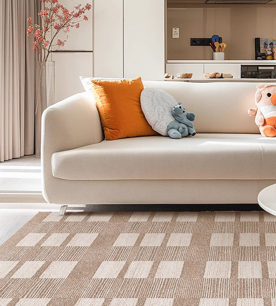 Contemporary Abstract Rugs under Dining Room Table, Mid Century Modern Rugs for Bedroom, Large Modern Rugs for Living Room-Art Painting Canvas