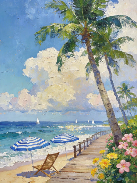 Original Landscape Art, Beach Paradise Found, Hand Painted Canvas Art, Buy Paintings Online, Heavy Texture Wall Art Paintings, Small Paintings On Canvas-Art Painting Canvas