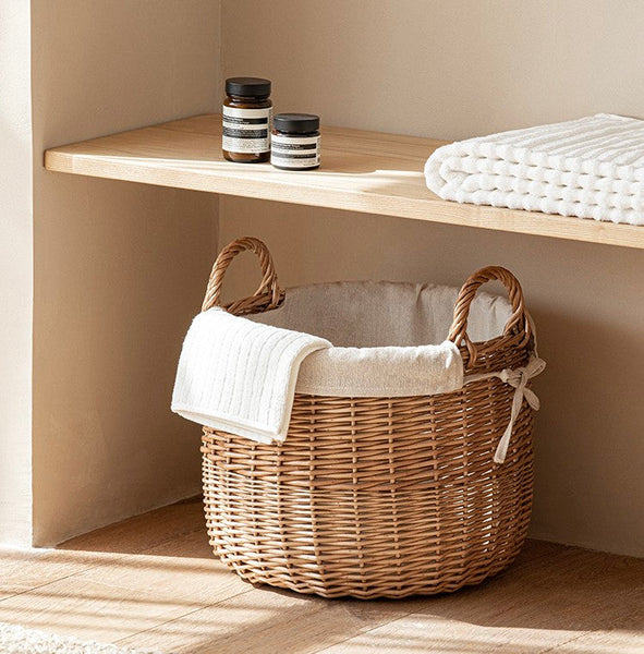 Large Round Storage Basket for Clothes, Natural Hand-woven Wicker Storage Basket for Clothes, Willow Weaving Baskets for Clothes, Extra Large Kitchen Storage Baskets-Art Painting Canvas