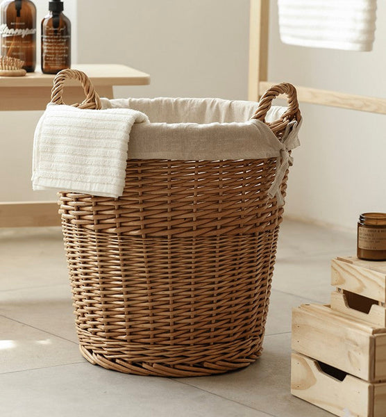 Large Food Storage Basket with Handle, Natural Hand-woven Wicker Storage Basket for Clothes, Willow Weaving Baskets for Clothes, Extra Large Kitchen Storage Baskets-Art Painting Canvas