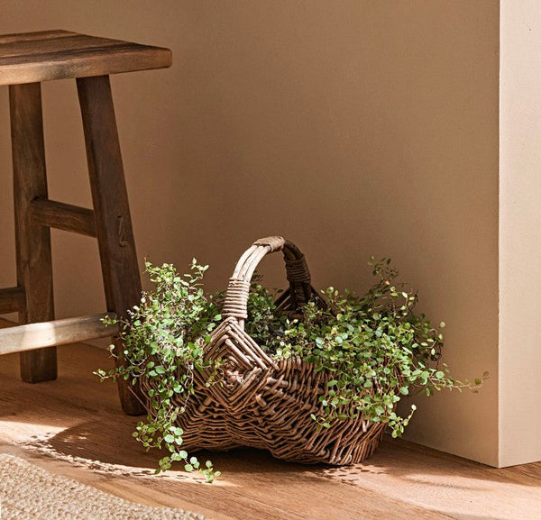 Large Picnic Food Basket with Handle, Natural Hand-woven Wicker Storage Basket, Natural Fruit Baskets, Kitchen Storage Baskets, Willow Weaving Baskets with Handle-Art Painting Canvas