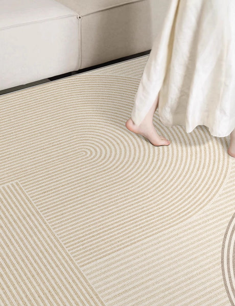 Abstract Contemporary Rugs for Bedroom, Modern Rugs under Sofa, Dining Room Floor Rugs, Modern Rugs for Office, Large Cream Color Rugs in Living Room-Art Painting Canvas