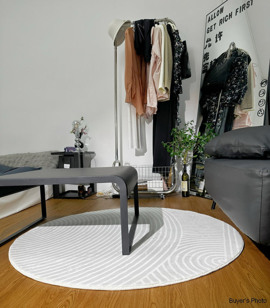Round Rug Next To Rectangular Rug Contemporary Round Rugs Next to Bed, Abstract Modern Rugs for Living R ...