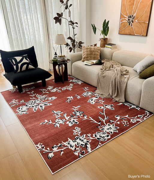 Abstract Contemporary Rugs Next to Bed, Flower Pattern Contemporary Modern Rugs, Modern Rugs for Living Room, Modern Rugs for Dining Room-Art Painting Canvas