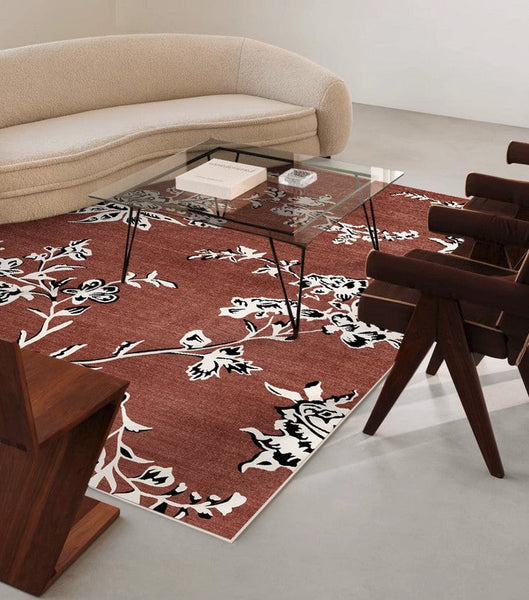 Abstract Contemporary Rugs Next to Bed, Flower Pattern Contemporary Modern Rugs, Modern Rugs for Living Room, Modern Rugs for Dining Room-Art Painting Canvas
