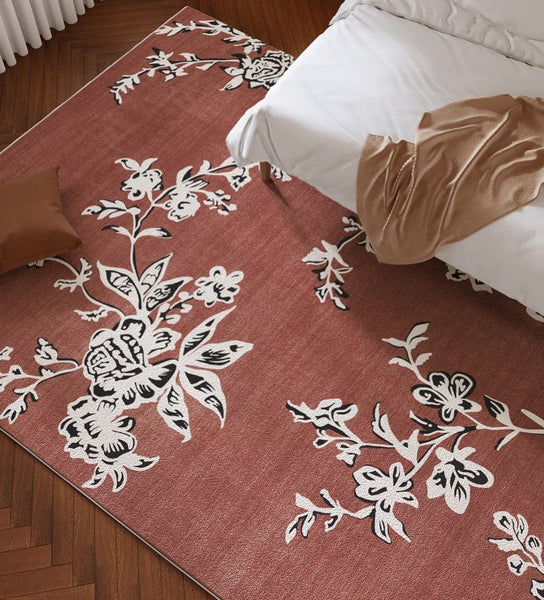 Abstract Contemporary Rugs Next to Bed, Flower Pattern Contemporary Modern Rugs, Modern Rugs for Living Room, Modern Rugs for Dining Room-Art Painting Canvas