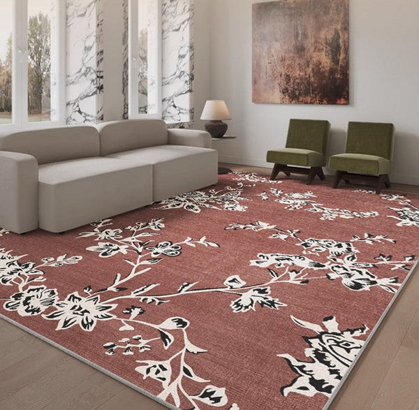 Abstract Contemporary Rugs Next to Bed, Flower Pattern Contemporary Modern Rugs, Modern Rugs for Living Room, Modern Rugs for Dining Room-Art Painting Canvas