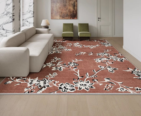 Abstract Contemporary Rugs Next to Bed, Flower Pattern Contemporary Modern Rugs, Modern Rugs for Living Room, Modern Rugs for Dining Room-Art Painting Canvas