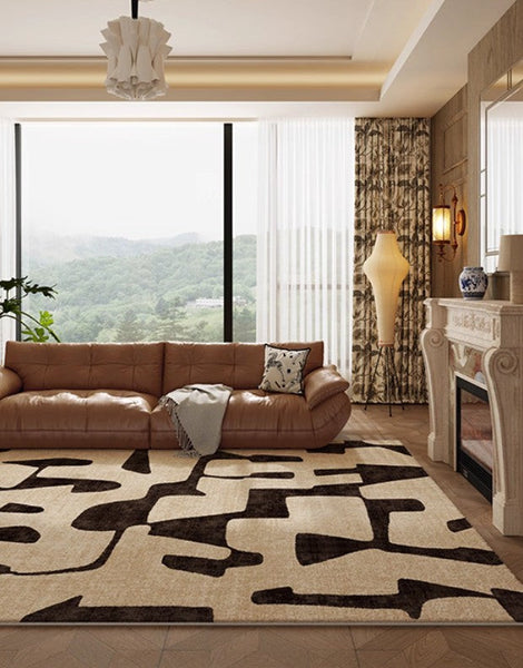 Large Modern Rugs for Living Room, Modern Rugs under Dining Room Table, Contemporary Abstract Rugs Next to Bed, Geometric Modern Carpets for Office-Art Painting Canvas