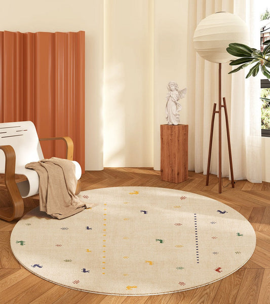 Geometric Modern Rug Ideas for Living Room, Circular Modern Rugs for Bathroom, Modern Rugs for Children's Room, Abstract Contemporary Round Rugs for Dining Room-Art Painting Canvas