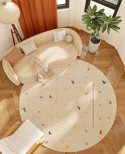 Geometric Modern Rug Ideas for Living Room, Circular Modern Rugs for Bathroom, Modern Rugs for Children's Room, Abstract Contemporary Round Rugs for Dining Room-Art Painting Canvas