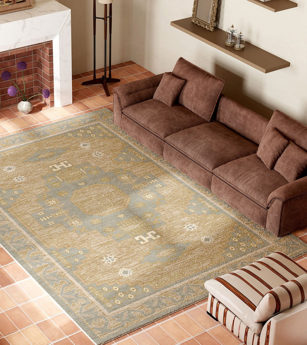 Vintage Soft Turkish Rug for Living Room, Large Modern Rugs under Dining Room Table, Contemporary Abstract Rugs Next to Bed, Geometric Modern Carpets for Office-Art Painting Canvas