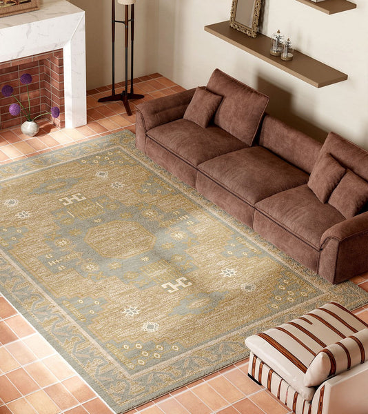 Vintage Soft Turkish Rug for Living Room, Large Modern Rugs under Dining Room Table, Contemporary Abstract Rugs Next to Bed, Geometric Modern Carpets for Office-Art Painting Canvas
