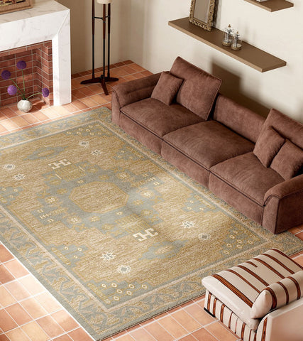 Vintage Soft Turkish Rug for Living Room, Large Modern Rugs under Dining Room Table, Contemporary Abstract Rugs Next to Bed, Geometric Modern Carpets for Office-Art Painting Canvas