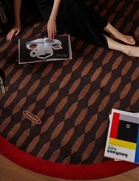 Geometric Modern Rugs for Living Room, Mid Century Circular Rugs for Bedroom, Abstract Contemporary Round Rugs under Chairs, Modern Rugs for Dining Room-Art Painting Canvas