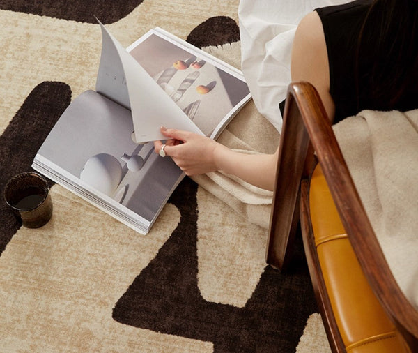 Large Modern Rugs for Living Room, Modern Rugs under Dining Room Table, Contemporary Abstract Rugs Next to Bed, Geometric Modern Carpets for Office-Art Painting Canvas