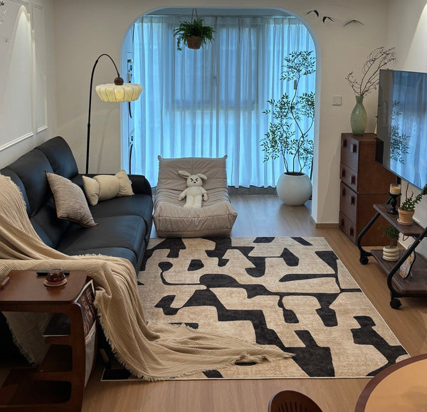 Large Modern Rugs for Living Room, Modern Rugs under Dining Room Table, Contemporary Abstract Rugs Next to Bed, Geometric Modern Carpets for Office-Art Painting Canvas