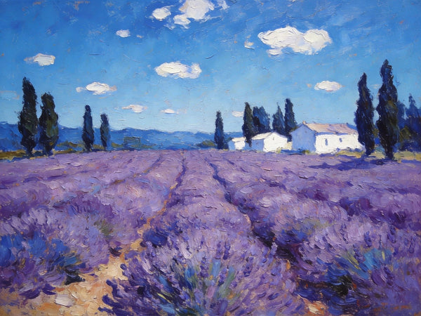 Gorgeous Provence Lavender Landscape, Small Oil Paintings, Canvas Wall Art Paintings, Hand Painted Canvas Art, Landscape Canvas Paintings, Original Oil Paintings-Art Painting Canvas