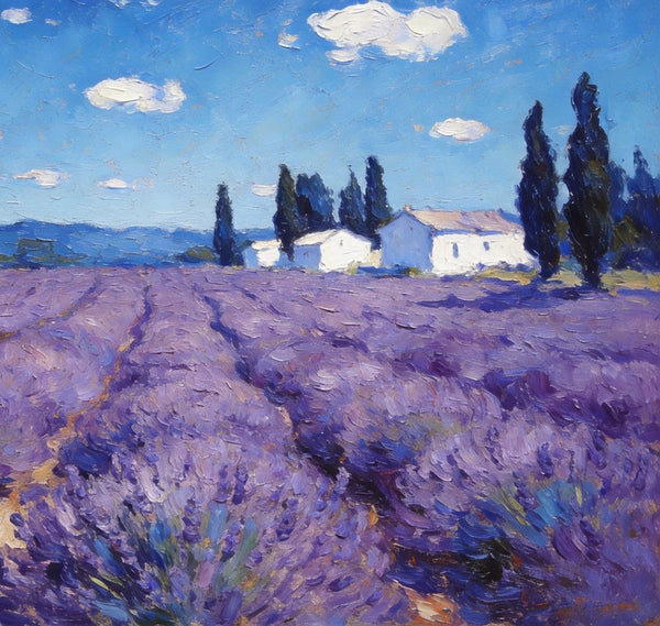 Gorgeous Provence Lavender Landscape, Small Oil Paintings, Canvas Wall Art Paintings, Hand Painted Canvas Art, Landscape Canvas Paintings, Original Oil Paintings-Art Painting Canvas