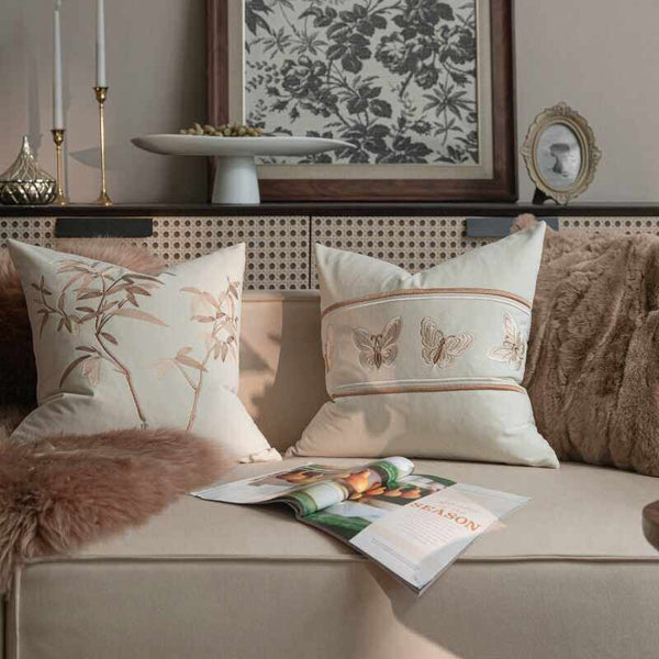 Embroidered Butterfly Pillow Covers, Modern Decorative Pillows for Bedroom, Decorative Pillow Arrangement Ideas for Couch, Large Decorative Throw Pillows for Living Room-Art Painting Canvas