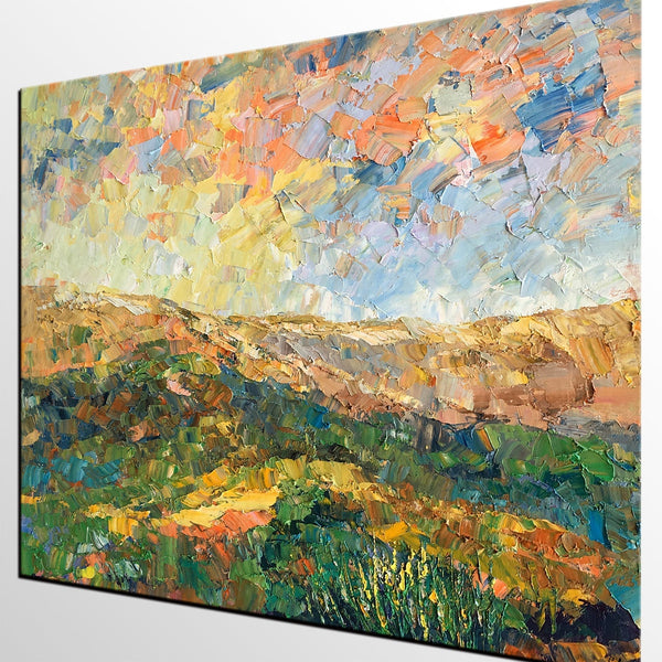Abstract Mountain Painting, Landscape Canvas Painting, Original Painting for Living Room, Custom Oil Paintings