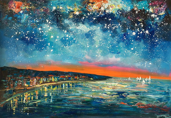 Landscape Canvas Paintings, Starry Night Sky Painting, Landscape Painting for Sale, Custom Original Painting on Canvas-Art Painting Canvas