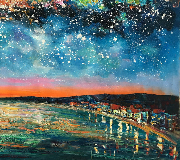 Landscape Painting, Starry Night Oil Painting, Original Wall Art, Custom Large Canvas Art-Art Painting Canvas