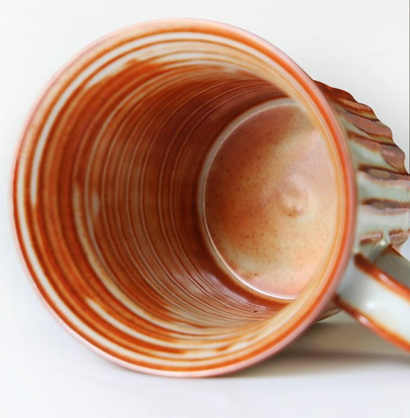 Latte Coffee Mug, Large Capacity Coffee Cup, Large Tea Cup, Handmade Pottery Coffee Cup-Art Painting Canvas