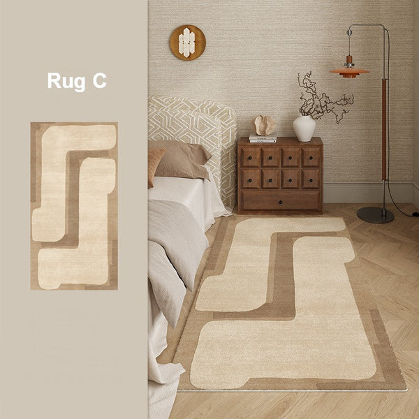 Abstract Modern Rugs for Living Room, Contemporary Modern Rugs Next to Bed, Geometric Modern Rugs under Dining Room Table, Brown Modern Carpets for Office-Art Painting Canvas