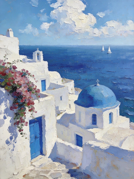 Eternal Aegean Beauty, Small Paintings On Canvas, Hand Painted Canvas Art, Original Landscape Art, Small Oil Paintings, Heavy Texture Wall Art Paintings-Art Painting Canvas