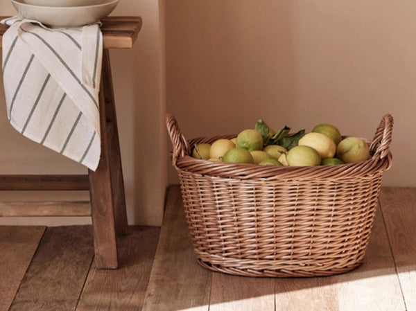 Willow Weaving Baskets for Vegetable, Natural Fruit Basket, Kitchen Storage Baskets, Large Picnic Food Basket with Handle, Natural Hand-woven Wicker Storage Basket-Art Painting Canvas